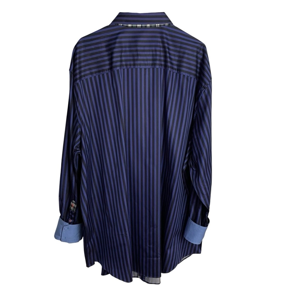 Robert Graham Mens Shirt 3XL Purple Black Stripe Long Sleeve Button Up Flip Cuff - Picture 3 of 11